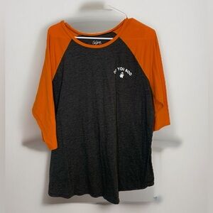 City Street Halloween Mens XXL Orange Grey 3/4 Sleeve Raglan Tee Shirt
